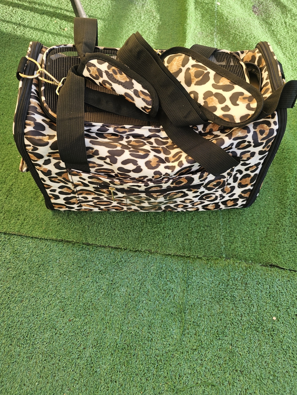 Leopard Print TSA Approved Travel Pet Bag - Black & Cream